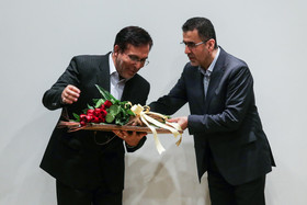 حجت‌الله ایوبی و شفیع آقا محمدیان در مراسم تودیع و معارفه مدیرعامل مرکز گسترش سینمای مستند و تجربی